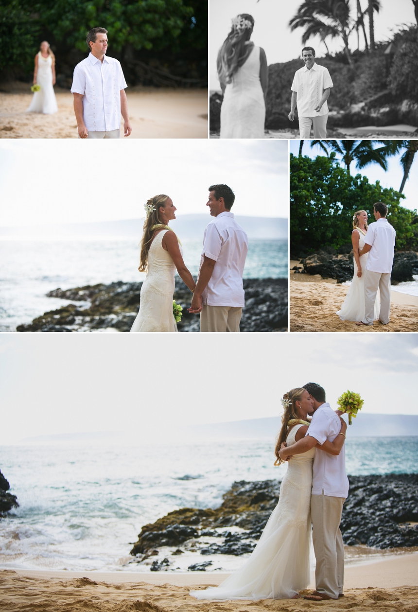 maui beach first look wedding photos